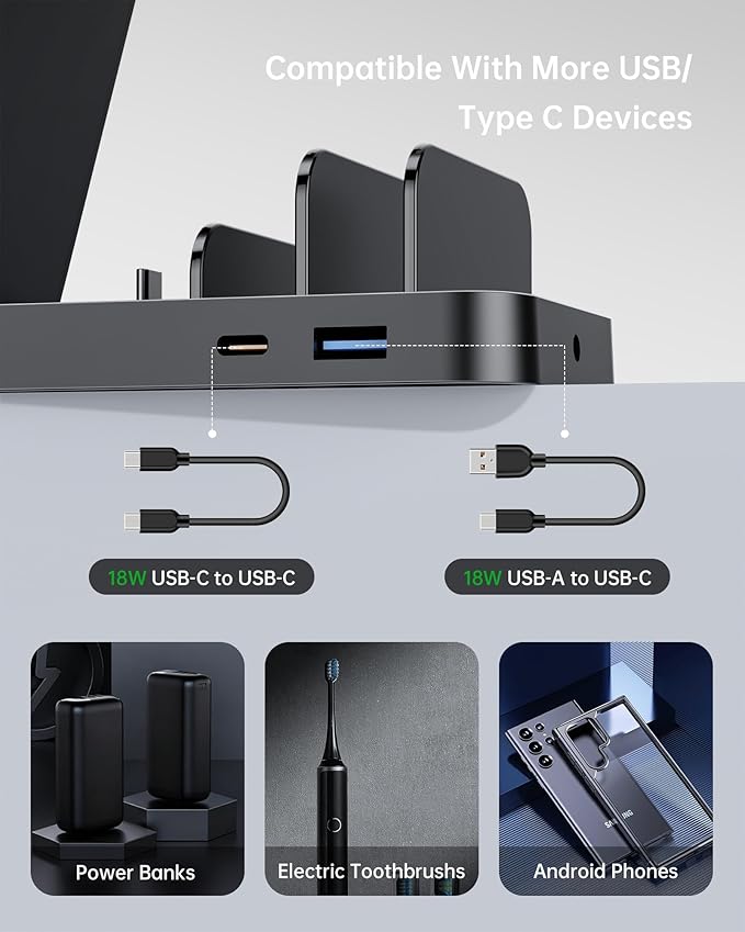 Wireless Charger for Samsung, 5 in 1 Fast Charging Station for Samsung Galaxy Watch 8 7 6 5 4 Galaxy Buds, Charger Dock Stand for S26 Ultra S25 S24-Multi-Device Charger for Samsung Phone Watch Earbuds