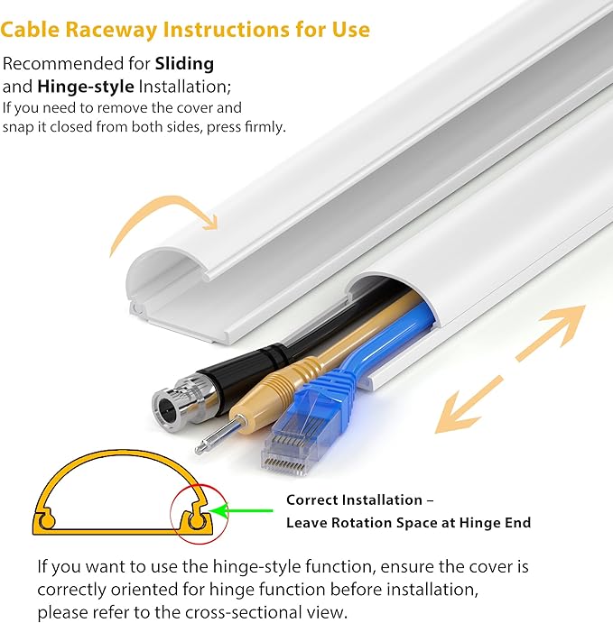 ZhiYo 68in D Cord Hider for Wall Mount TV, Self-Adhesive Cable Hider Kit, PVC Cord Covers for Wires on Wall, White Cable Raceway, Paintable Wire Hiders, 4 x 17 (L) - 1.2" (W) x 0.55" (H)