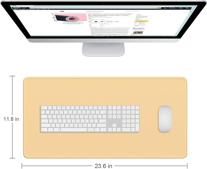 Dapesuom Large Mouse Pad, Extended Gaming Mouse Mat with Stitched Edges, Full Size Desk Mats with Non-Slip Base, Computer Big Desktop Keyboard Pad for Laptop, 23.6 x 11.8 in, Navajo White
