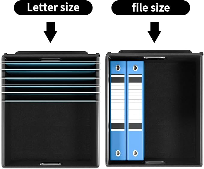 Decorative Collapsible File Storage Organizer Boxes with Lids, Hanging Filing & Storage Boxes for Office/Decor/Home, Filing System for File and Folders Storag - (Black & White Lattice)