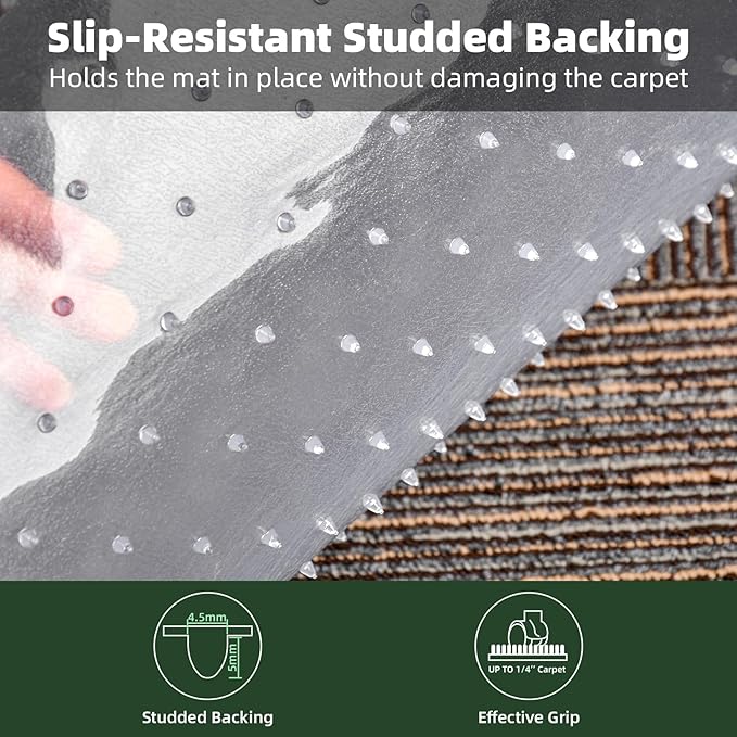 Office Chair Mat for Carpets, 2 Pack 36" × 36" Round Computer Chair Mat with Studs for Rolling Chair, Desk Floor Mat for Home and Office Carpet, Protects Floor Mats for Low Pile Carpeted Floors