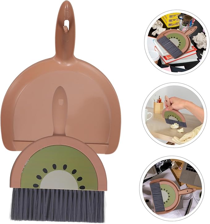 PRETYZOOM Mini Travel Cleaning Kit Floor Sweeper Dustpan and Small Brush for Desktop Cleaning