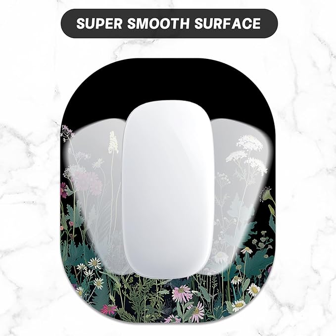 Small Mouse Pad, 6 x 7 Inch, Oval Mini Mouse Pad with Non-Slip Rubber Base for Laptop Wireless Mouse Keyboard Tray Mousepad, Blooming Flowers