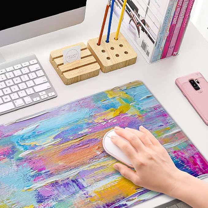 Paint Oil Paints Cover Large Mouse Pad XL Desk Mat Keyboard Mat Cute Office Decor Desk Accessories for Women Men Full Desk Mousepad XL Extended Mouse Mat Laptop Desk Pad 31.5''X11.8''