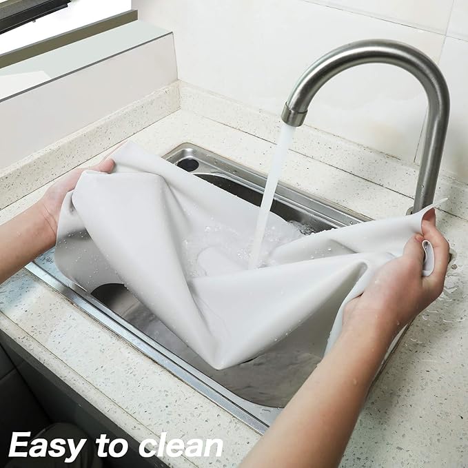 24 X 20inch X-Large Reusable Silicone Table Mat Child Kids Dinner Placemat Desk Countertop Waterproof Protector Heat Insulation Kitchen Pastry Rolling Dough Pad Tool (Grey)