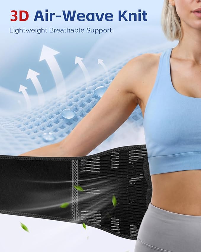 FEATOL Back Brace for Lower Back Pain Women Men, Removable Dual-Side Spine Lumbar Pad with Snug Fit, Adjustable Support Belt for Work, Orange, Size L 34.5-39"