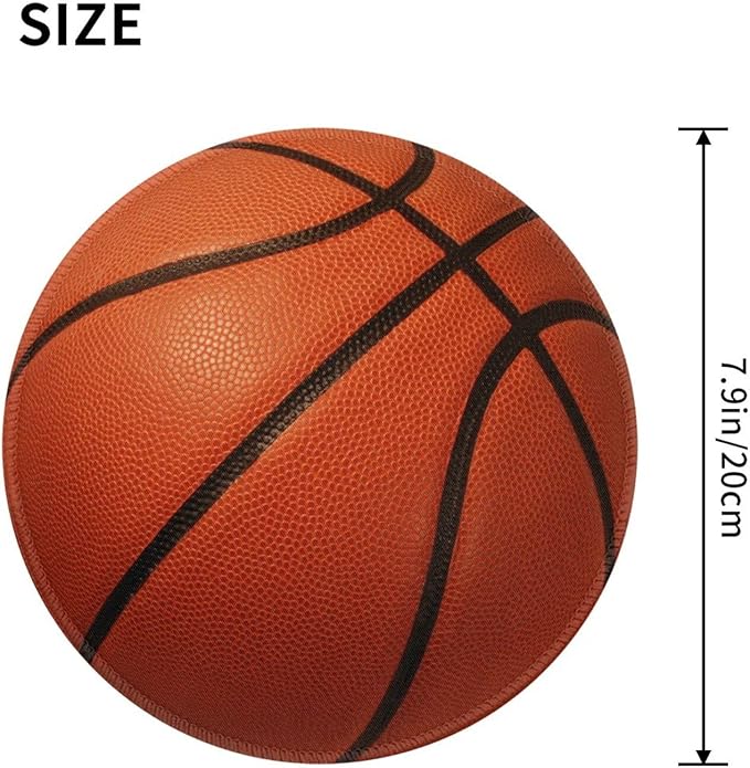 Basketball Round Mouse Pad Premium Textured Mouse Mat Washable Mousepads with Extended Stitched Edges Non Slip Rubber Base Small Mousepad 7.9 * 7.9 * 0.12 Inches