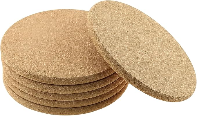 6-Pack 6.3-inch Round Absorbent Cork Pads for Home, Beverage Coffee Table, Dining Table and Desk Wooden Cork Plant Pads