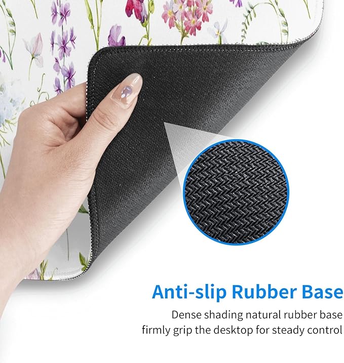 Floral Large Gaming Mouse Pad, Extended Flower Mousepad, Big Long Non-Slip Mouse Mat for Keyboard, Computer for Office, 31.5 * 11.8 in