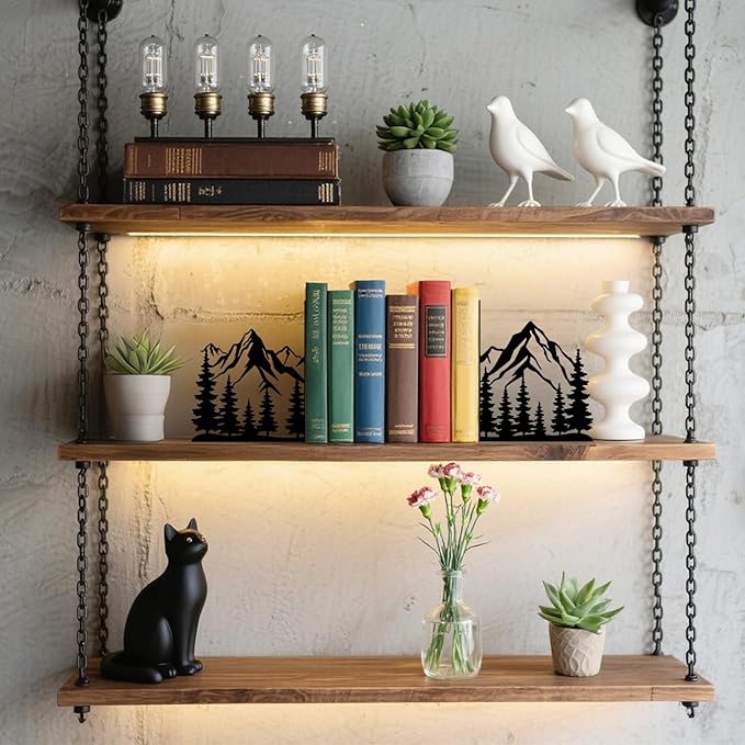 Metal Bookends Mountain Bookends Decorative Modern Book Ends for Shelves Bookshelf Home Office Desk Decorative Shelf Stoppers for Books Space-Saving Desk Organizer