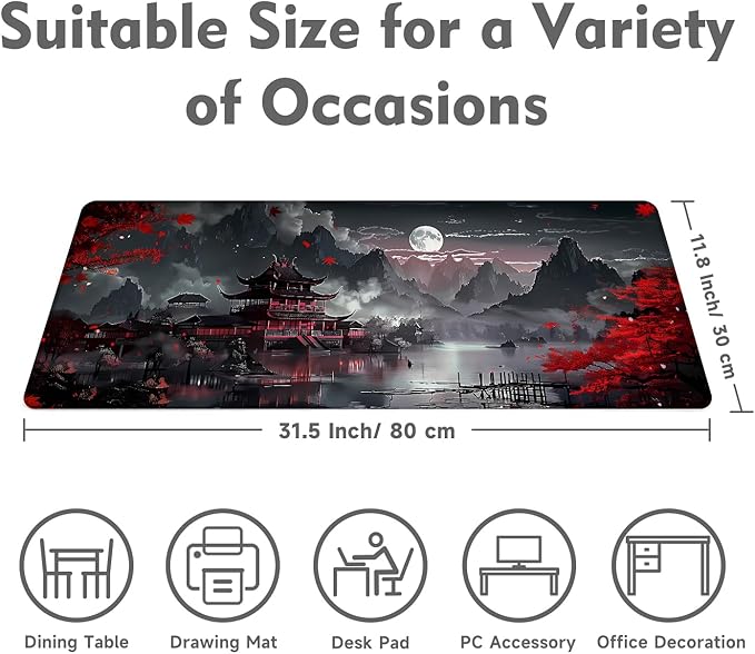 Desk Mat Mouse Pad Gaming Desk Pad XL Large Mouse Mat Office Decor Accessories (Full Moon)