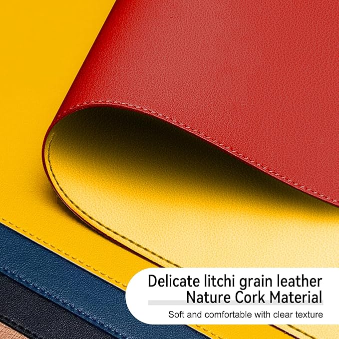 Dual Sided Leather Desk Mat - Waterproof Desk Pad - Ideal for Large Mouse Pad and Desk Mats on Top of Desks (red, 25"*13")