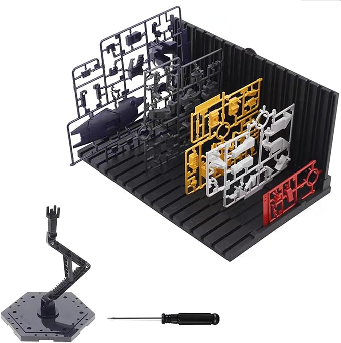 2-Pieces Model Kit Display Stand and Runner Storage System with Action Base, Suitable for Model Stand and HG, MG and RG Model Character Display Stand，Black.(Combination Set)