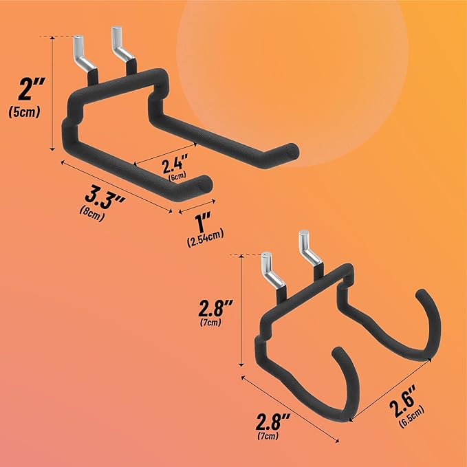 HUHOLE 8 Pack Pegboard Drill Holder and Utility Hooks Set Heavy Duty Vinyl Coated Pegboard Tool Holder for Power Tools Hammer and Cords Fits Standard 1/4 Inch Pegboard Organizer Accessories