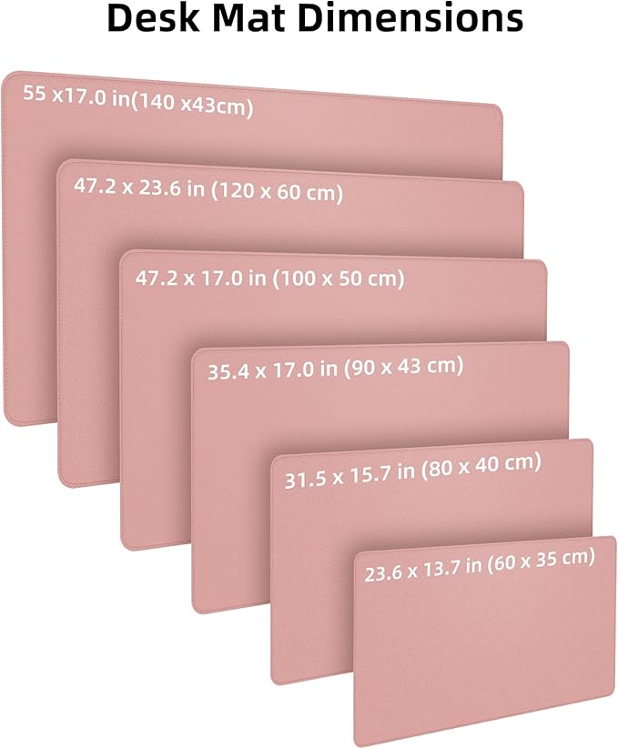 Desk Pad Mat - Leather Desk Pad Protector for Office and Home - Desk Organization and Accessories - Ideal for Large Mouse Pad and Desk Mats on Top of Desks(Pink,35.4" x 17")