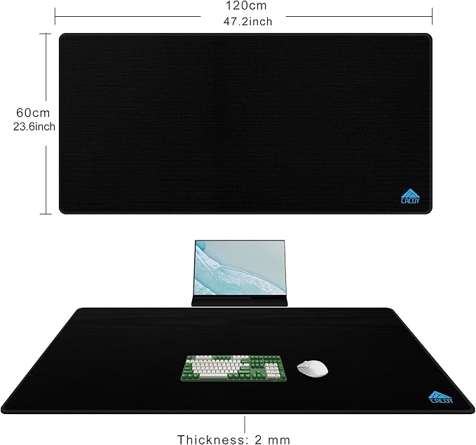 Cacoy 48'' x 24'' XXL Large Gaming Mouse Pad, Extended Computer Mouse Pad, Special-Textured Surface Mouse Mat Optimized for Speed and Control, Non-Slip Desk Matt for Desktop with Stitched Edges, Black