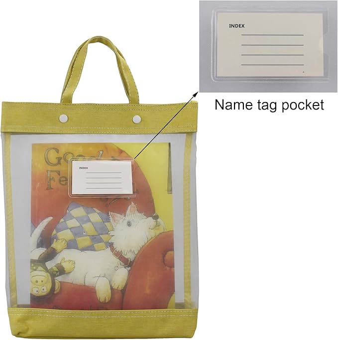 Nylon Document Bag with Handle Light Transparent Mesh File Tote Bag Pouch for Carrying Books Papers (2, BU&YL)