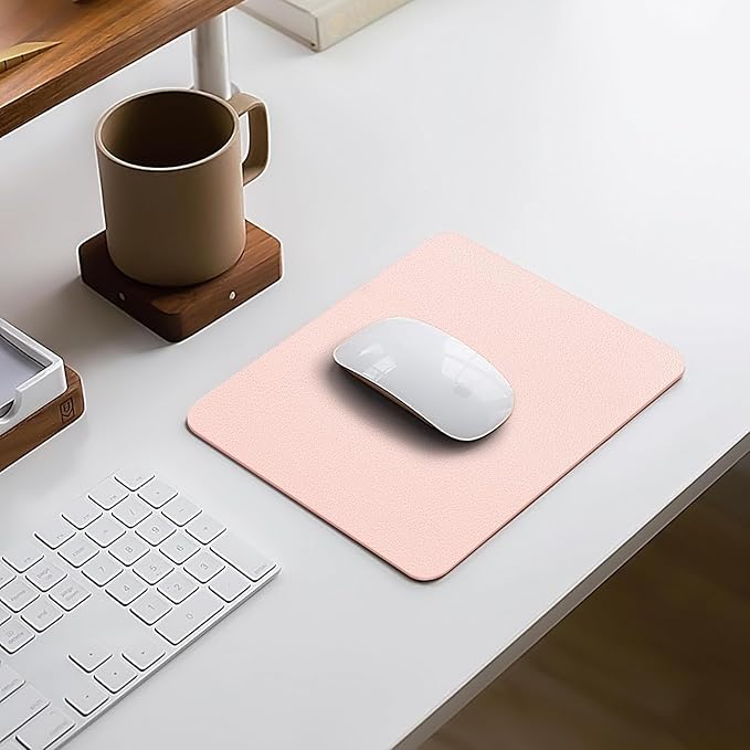 Leather Desk pad Protector,Large Mouse Mat Laptop Desk PadLaptop Computer Desk Keyboard Mat for Office/Work/Home/Decor(Pink, 11in*8in)