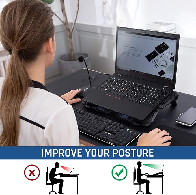KLIM Wind Laptop Cooling Pad - More Than 500 000 Units Sold - New Version - The Most Powerful Rapid Action Cooling Fan - Laptop Stand with 4 Cooling Fans at 1200 RPM - USB Fan - PS5 PS4 - White