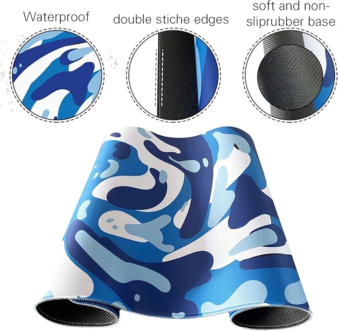 Fluid Pattern XXL Mouse Pad,Super Thick Waterproof Fluid Pattern Large Gaming Mousepad with Stitched Edge,Mouse Computer Desk Accessories,Non-Slip Base Mouse Keyboard Mat 800X400X4mm