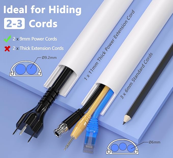 ZhiYo 68in D Cord Hider for Wall Mount TV, Self-Adhesive Cable Hider Kit, PVC Cord Covers for Wires on Wall, White Cable Raceway, Paintable Wire Hiders, 4 x 17 (L) - 1.2" (W) x 0.55" (H)
