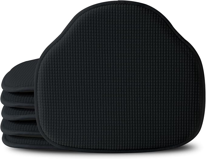 Shinnwa Windsor Chair Cushions Set of 6, Farmhouse Kitchen Seat Cushions, Non Slip Chair Pads for Dining Room, 6 Pack, 17 x 15.5 inches, Black