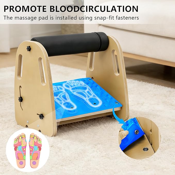 Adjustable Under Desk Foot Rest, Detachable & Washable,3 Height Levels, Interchangeable Soft & Massage Pads,Anti-Slip Design, for Office Home Gaming - Blue