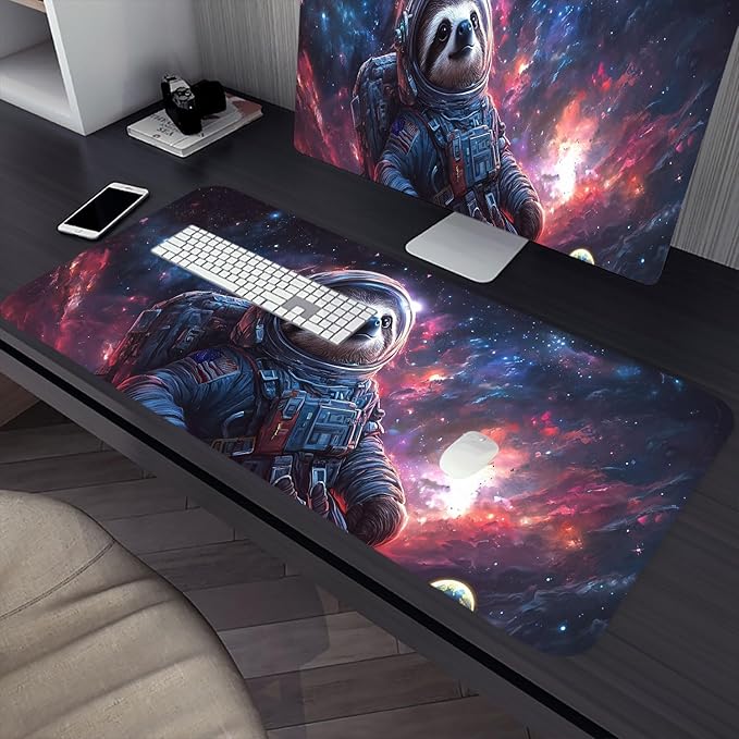 Sloth Gaming Mouse Pad Fantasy Planet Space Galaxy Funny Mousepad XL Large Gaming Mouse Pad Laptop Keyboard Mat Desk Pad 31.5"x11.8" Office Computer Keyboard Laptop Home