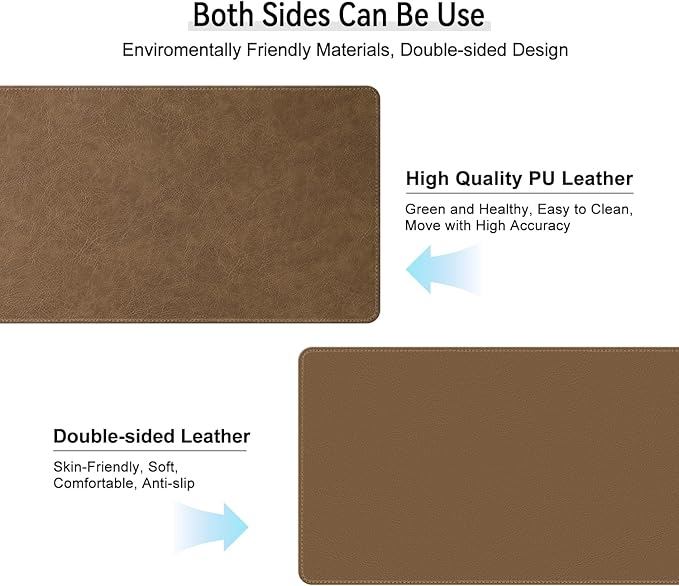 Imitation Crazy Horse Leather Desk Mat - Waterproof Desk Pad - Ideal for Large Mouse Pad and Desk Mats on Top of Desks (Camel+Camel, 25"*13")