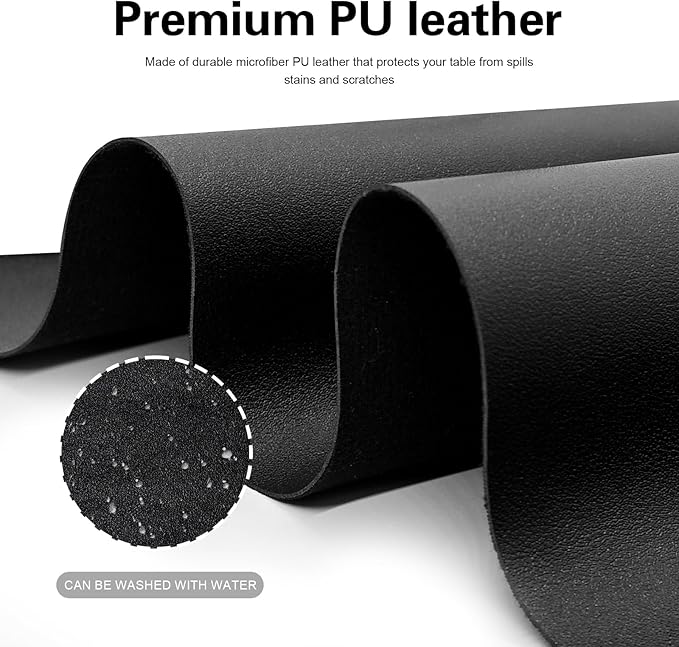 Foldable Nail Art Table Mat, Waterproof PU Leather Desk Mat for Manicure, Non-Slip Protective Pad for Nail Tech Salon Home, Portable and Easy Clean (Black, 60x30cm)