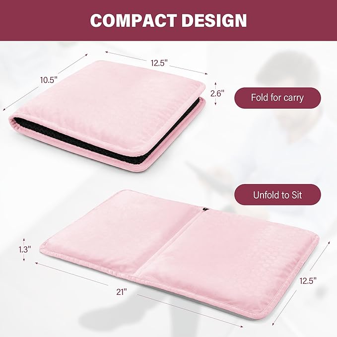 SPRING SEAON Large Gel Seat Cushion for Pressure Relief – Honeycomb Buffer Design with Extra Thick Filling, Anti-Slip Bottom, Perfect for Long Sitting, Travel, Airplane and Daily Comfort (Pink)