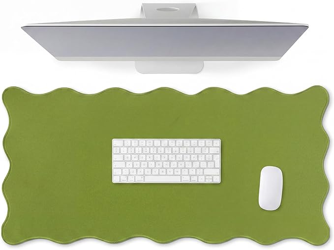 Hahafelt Scalloped Desk Mat Large Desk Pad Cute Coquette Table Mat Aesthetic Preppy Table Make up Pad Nonslip 2026 Graduation Gift with Stitching Waterproof Gaming(Dark Green,31.5 x 15.8 Inches)