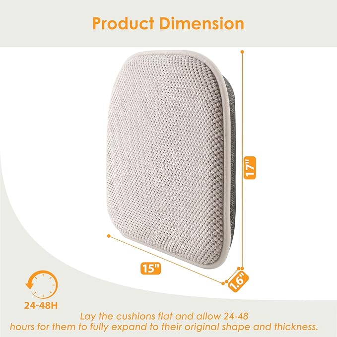 SWEMSTAR Chair Cushions - 15"*17" Kitchen Dining Chair Pads Foam Seat Cushion for Chairs Barstool Cushions Non Slip Seat Pad Set of 6 - Beige