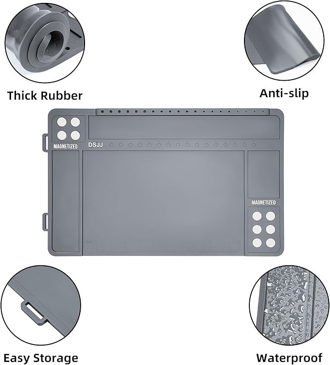CKPART Gun Cleaning Mat, Premium Magnetic Pad With Organizer Parts Tray, Anti-Slip Rubberized Pistol Mat, Protective Workbench Mat for Gun Cleaning (16.5"x 10.43")