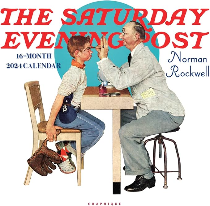 Graphique 2024 Saturday Evening Post Mini Wall Calendar | 7” x 7” | Thick Paper | Home & Office Organizer | Large Monthly Grid | 3 Languages & Marked Holidays | 4 Month Preview Page for 2025