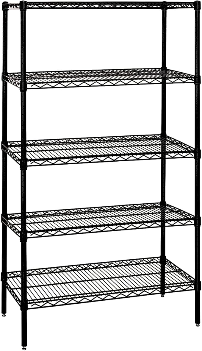 Quantum Storage Systems WR74-2460BK-5 Starter Kit Wire Shelves Black Epoxy 5 Shelves 74" H x 60" W x 24" D