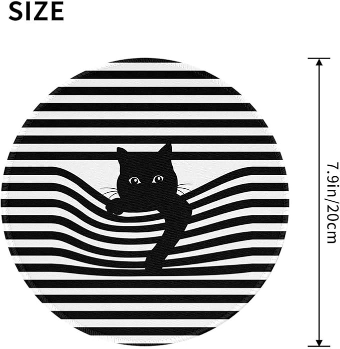 Cat Round Mouse Pad Premium Textured Mouse Mat Washable Mousepads with Extended Stitched Edges Non Slip Rubber Base Small Mousepad 7.9 X 7.9 X 0.12 Inches