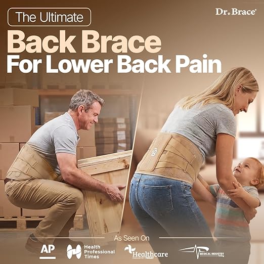 DR. BRACE® Lower Back Brace for Men & Women for Lower Back Pain Relief, Revolutionary Versatile Splints System & Removable Lumbar Pad, Adjustable & Breathable Back Support Brace (29.5-35.4″)