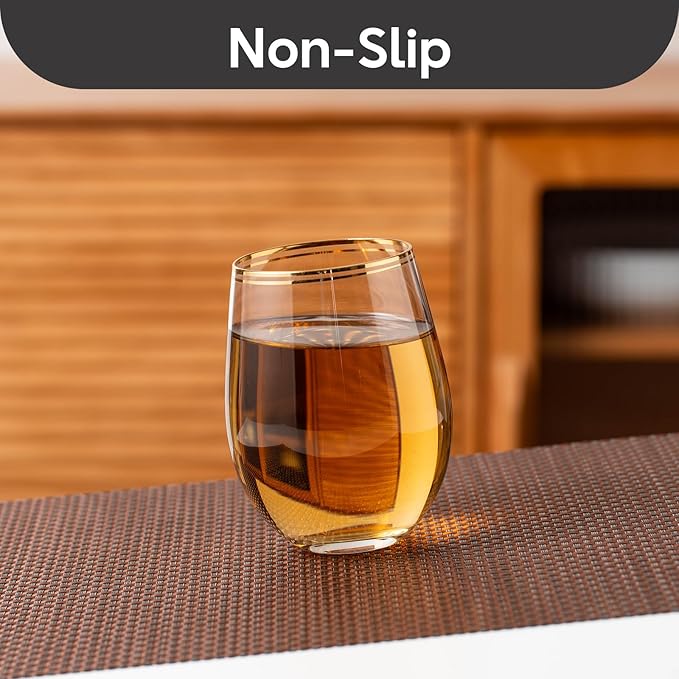 Placemats Set of 4, Heat Resistant Place Mats, Washable PVC Table Mats, Woven Vinyl Plastic Placemats for Dining Table, Non-Slip Stain Resistant Kitchen Table Placemats Easy to Clean?Dark Brown?
