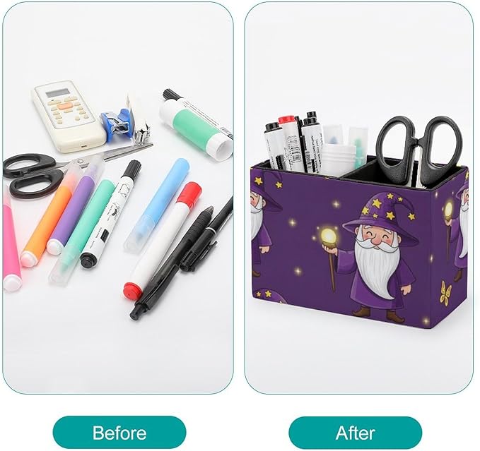 Office Storage Pen Organizer Box Gnome Purple, Ideal for Office, Classroom, and Home