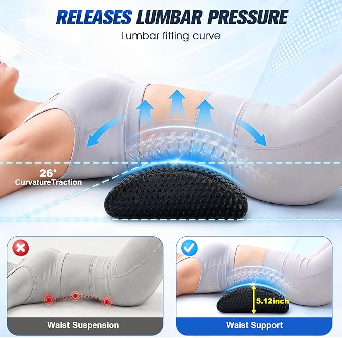 Lumbar Support Pillow,Ergonomic Memory Foam lumbar pillow for chair and Bed ,lower back support pillow for couch,Lower Back Pain Relief and Spine Support,lower Back Pillow,Car Seat Couch-Black