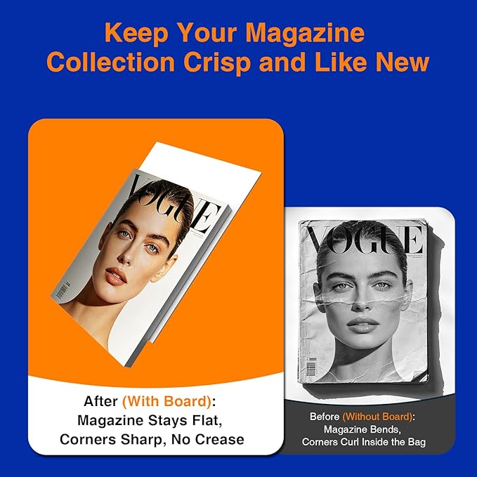 100-Count Magazine Backing Boards - 8.5" x 11" 24pt Acid-Free Boards, Comics Storage & Magazine Organizer, Precision Cut for Archival Protection & Display, Prevent Bending