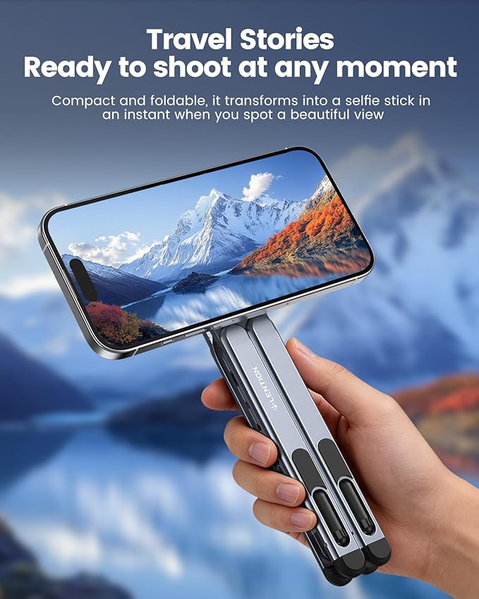 LENTION Magnetic Foldable Laptop Stand, 8-Level Adjustable Aluminum Laptop Riser, N52 MagSafe Phone Tablet Tripod Holder, Portable Ergonomic Desk Stand for 10-16 Inch Laptop Home Office Travel