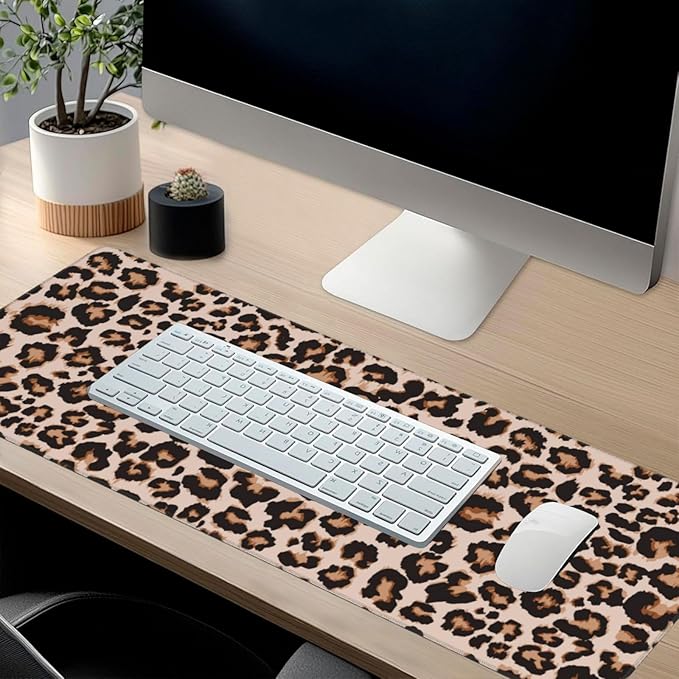 Cheetah Leopard Print Large Mouse Pad & Desk Mat Animal Skin Extended Mousepad Non-Slip Rubber Base Laptop Computer Keyboard Pad for Gaming, Office & Home Decor, XXXL - 35.4" X 15.7"