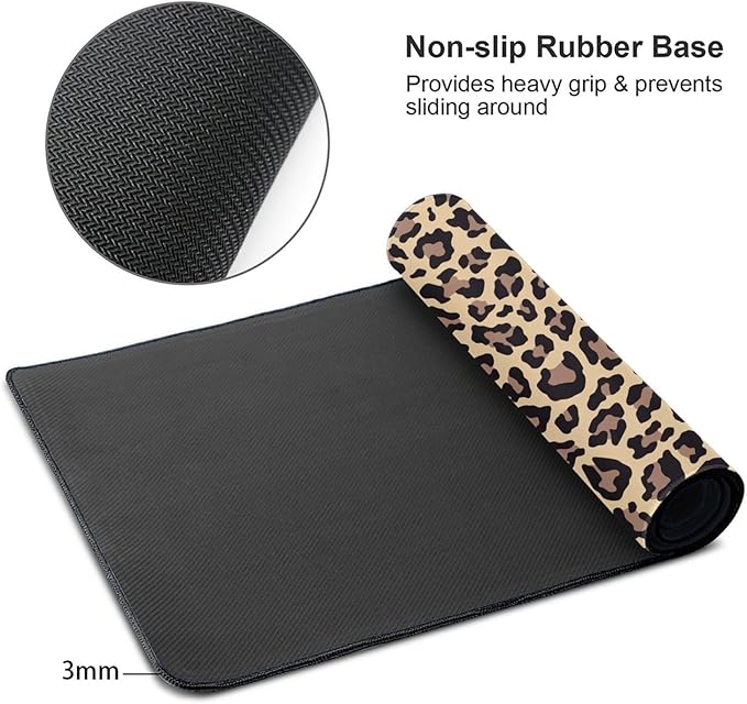 Leopard Print Animal Cheetah Large Mouse Pad & Desk Mat Extended Mousepad Non-Slip Rubber Base Laptop Computer Keyboard Pad for Gaming, Office & Home Decor, XXL - 29.5" X 15.8"