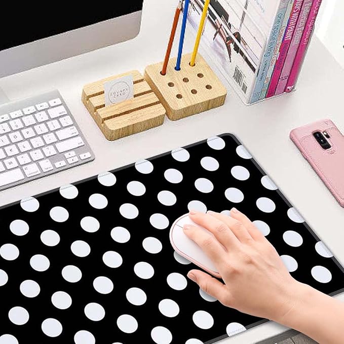 Polka Dot Desk Mat Abstract Circle Geometric Pattern Large Mouse Pad XL Desk Pad Gaming Mousepad Extended Keyboard Mat 31.5 x 11.8 in Laptop Computer Keyboard Pad Mouse Mat for Office Desk Decor