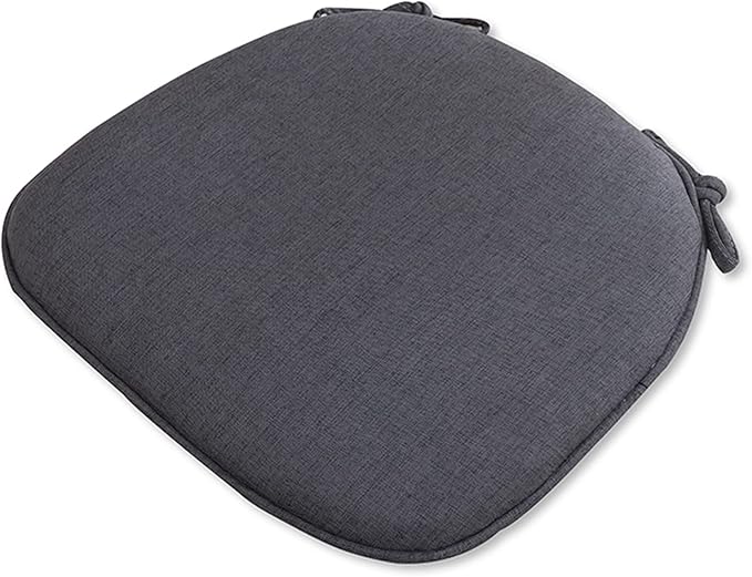 U Shaped Chair Cushion Cover with Ties for Dining Chair Pad Set of 1 Linen Thick Non Slip Seat Cushion for Kitchen Living Room Office Chair Decor Machine Washable 17"x 16" (Black, 1)