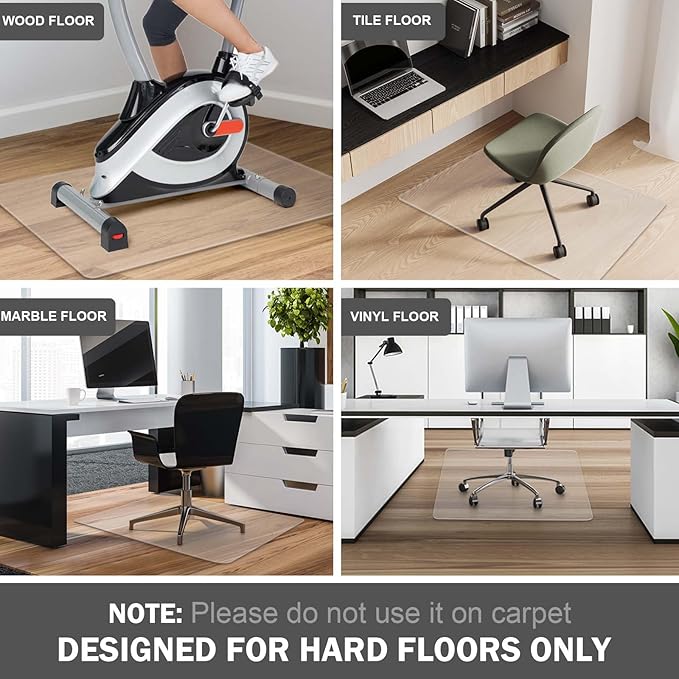 Clear Chair Mat for Hardwood Floors 36"x48" - Office Desk Chair Mat Easy Glide for Rolling Chairs,PVC Floor Protector for Home Office & Computer Use