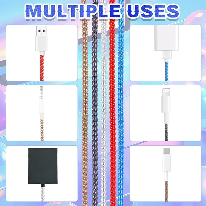 Frienda 10 Pcs Cord Protectors from Pets No Chew Spiral Cable Protector 43.3'' Phone Charger Cover Data Cable Protective Sleeve Chew Proof USB Wire Cover Stylish for Cat Dog Rabbit (Cool Colors)