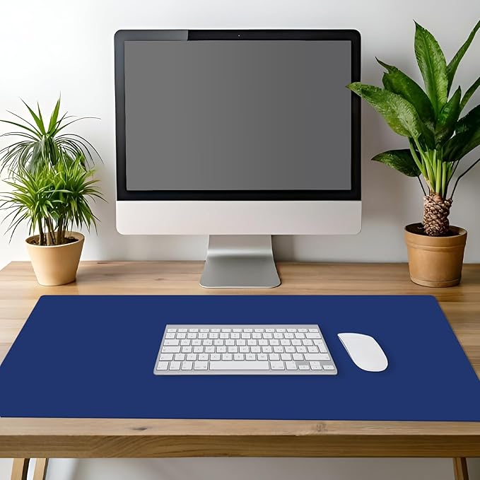 CounterArt Large Blue Waterproof Desk Protector 32” x 16” Made in The USA Desk Mat Office Mat Large Mouse Pad (Blue)